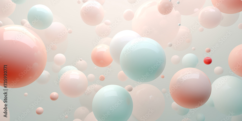 3D balls in pastel colors, abstract background
