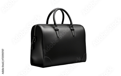 Black Leather Briefcase placed on a clean white background.