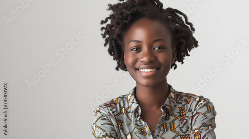 Portrait of a Joyful African American Woman with a Bright Smile