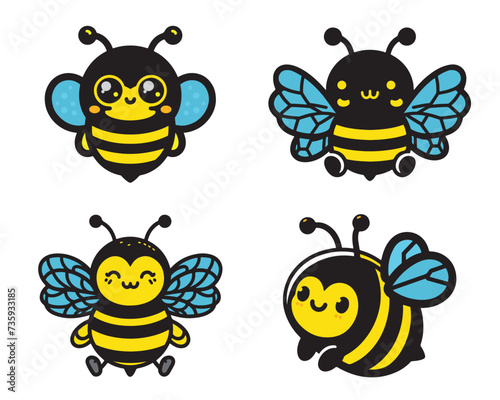 Honey Cute Bee Vector set.