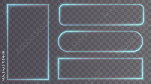 Festive sparkling frame blue, rectangle png. Festive rectangle, frame, for cards, invitations, banners, adverts. Neon frame, set of geometric frames.