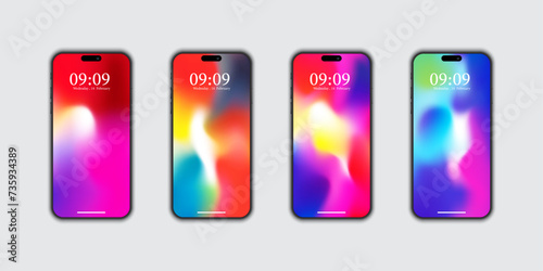 Premium smartphone graphics display with colorful gradients on 4 collections of displays. Modern design templates with elegance. EPS vector illustration