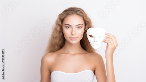 Natural Woman Removes White Mask, Symbolizing True Self