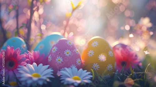 Colorful Easter Egg Creations Embellished with Flowers