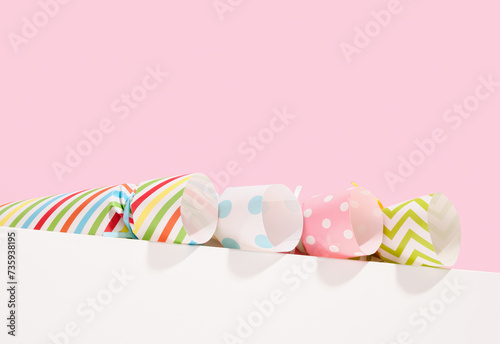 Candy shaped gifts. Cheerful holiday spirit. Copy space for text.