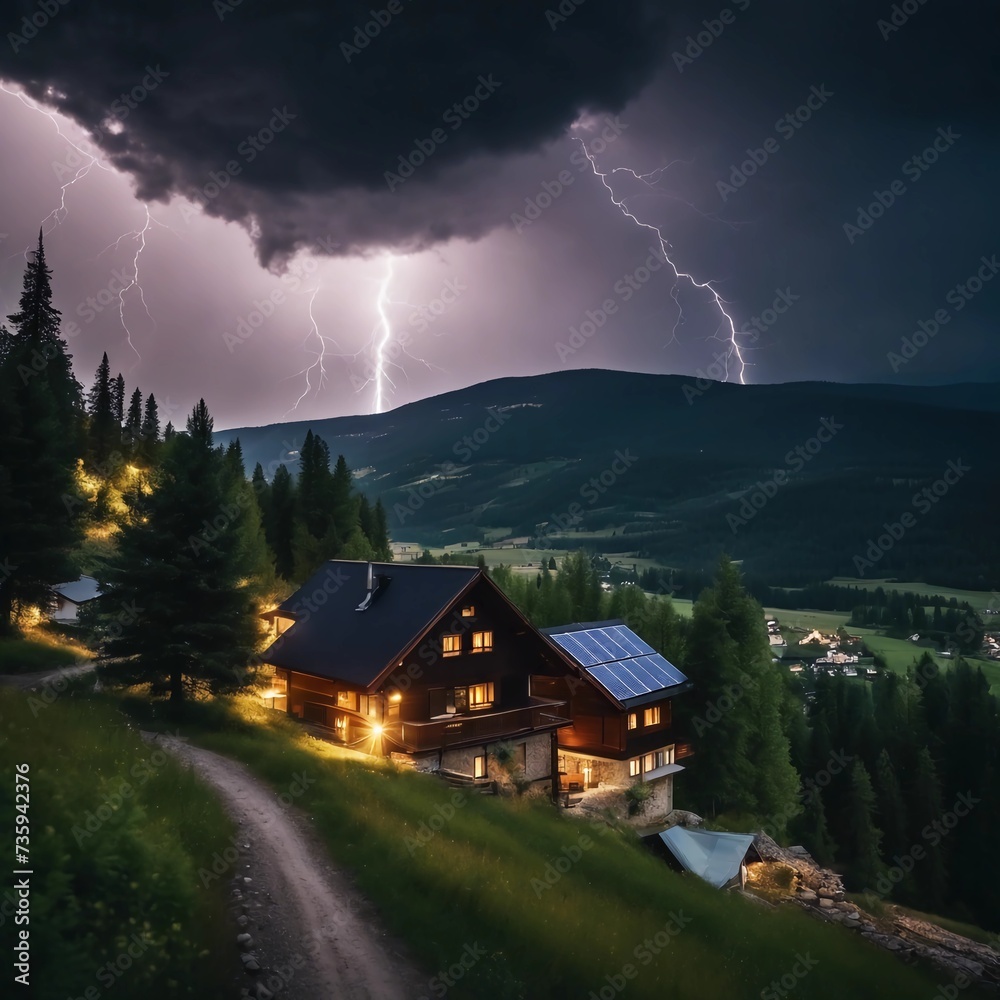 lightning in the mountains