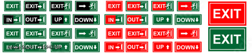Emergency exit icons vector set