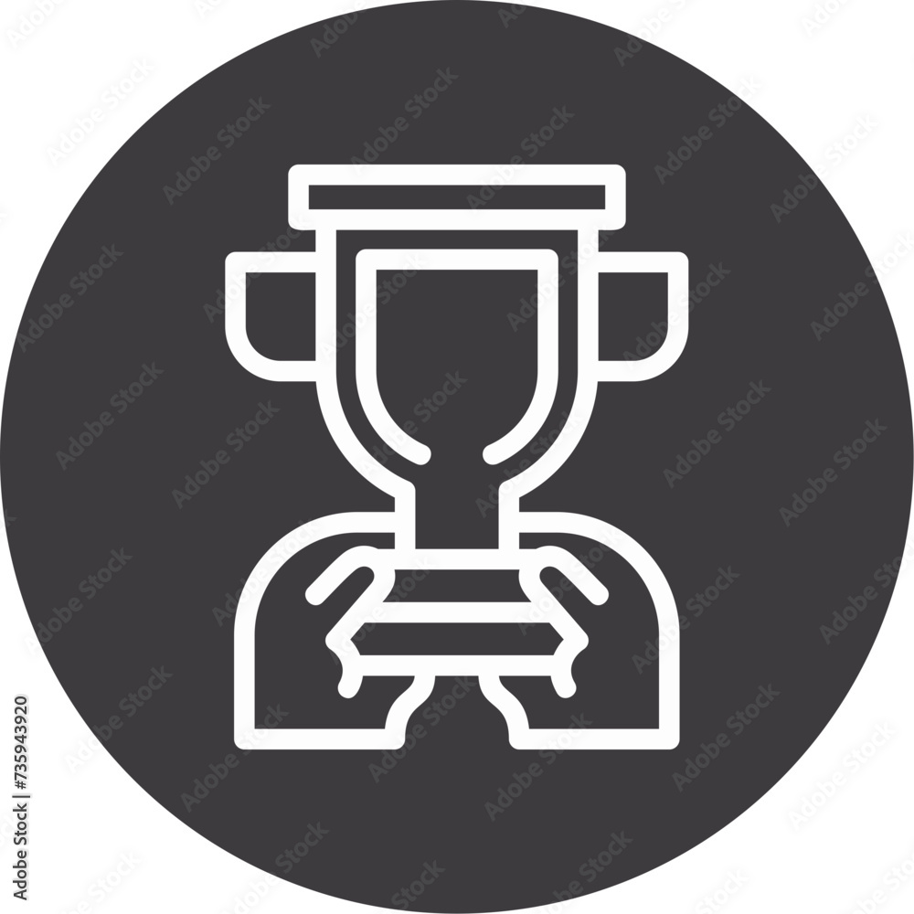 Hand with a trophy for recognition Icon Hand with a trophy for recognition Icon