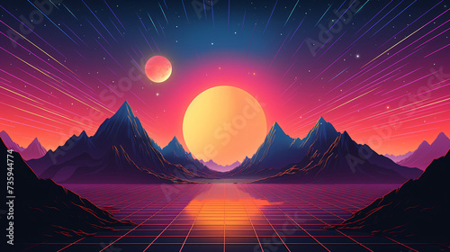 Futuristic retro landscape