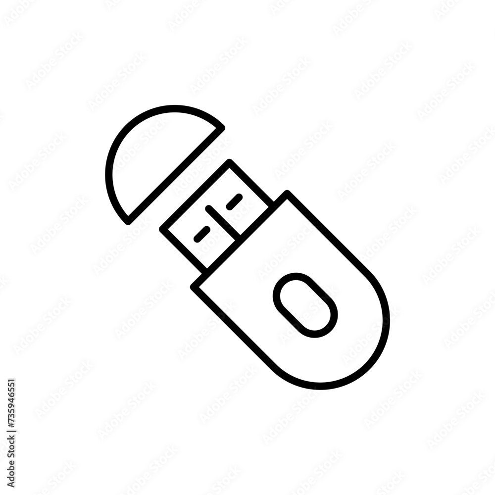 Flash drive outline icons, minimalist vector illustration ,simple transparent graphic element .Isolated on white background