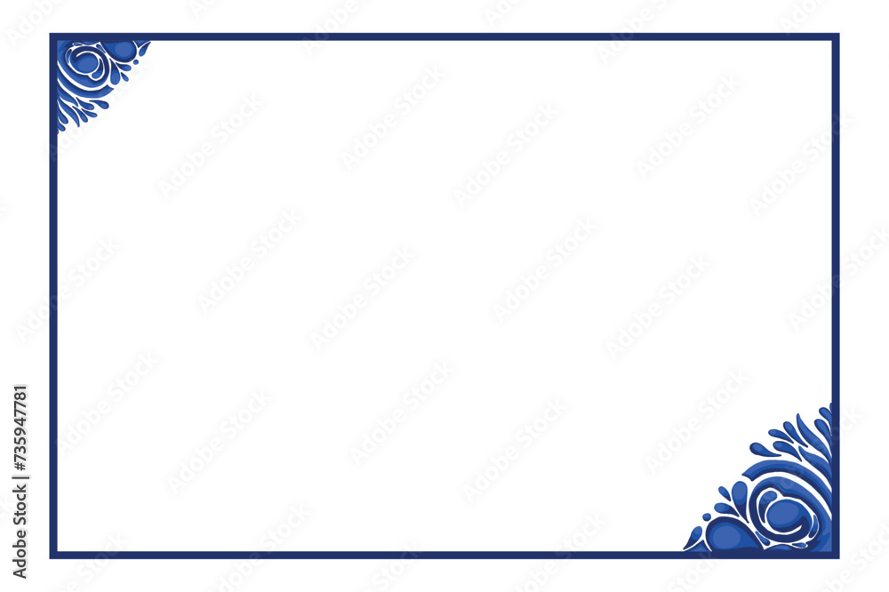 Obraz premium Blue Ornament Frame Border Vector Design For Decorative Element