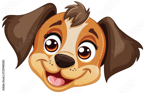 Vector graphic of a happy, brown cartoon dog