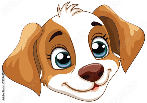 Vector graphic of a happy, brown and white dog
