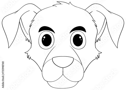 Simple black and white vector of a puppy's face