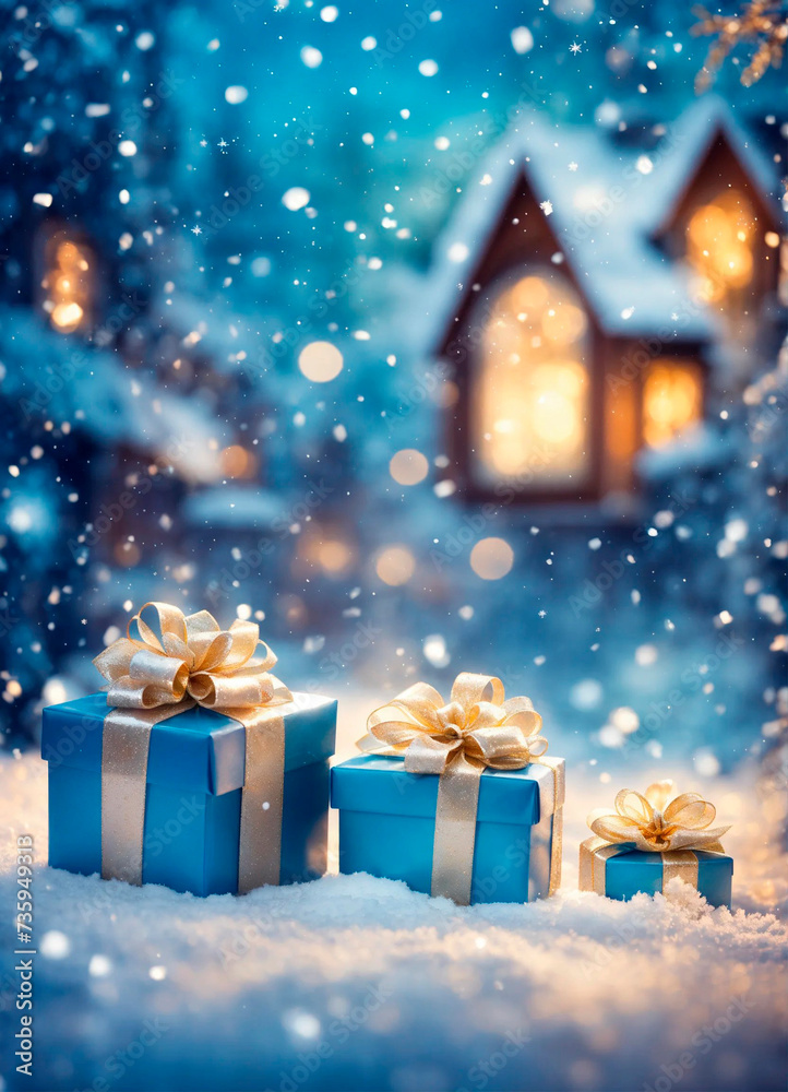 Christmas gifts on a beautiful background. Selective focus. Christmas gifts on a beautiful background. Selective focus.