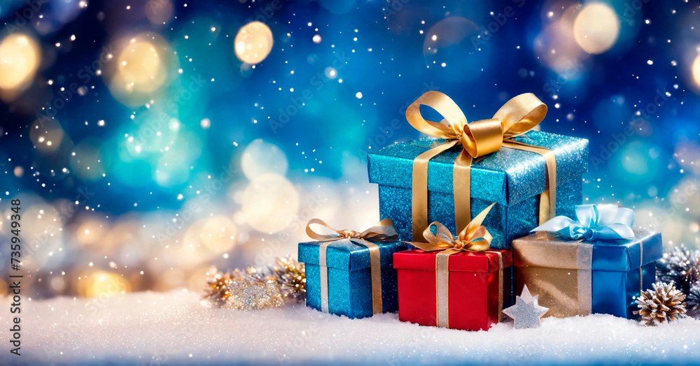 Christmas gifts on a beautiful background. Selective focus. Christmas gifts on a beautiful background. Selective focus.
