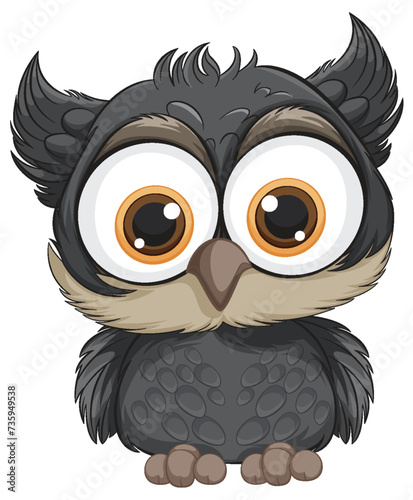 Adorable wide-eyed owl with fluffy feathers