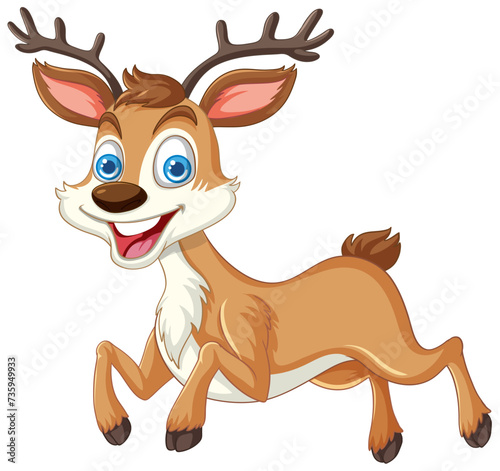 A happy, playful young deer illustrated in vector.