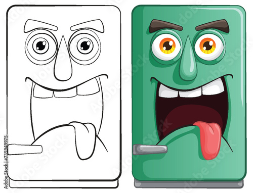 Two cartoon smartphones with expressive faces