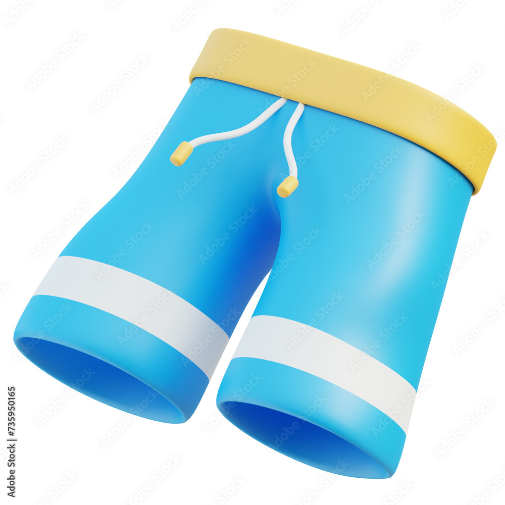 3D Stylish Blue Swim Trunks with White Stripes and Drawstring 3D Stylish Blue Swim Trunks with White Stripes and Drawstring