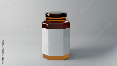 3 honey glass jar isolated mockup template - 3d render