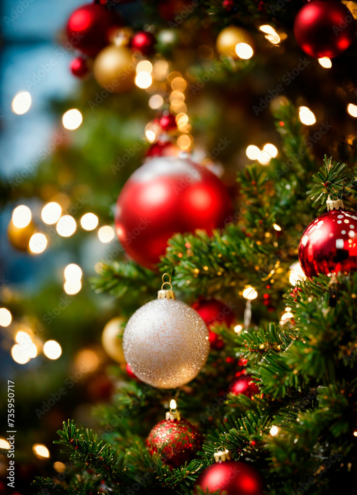 beautiful christmas shiny decor. Selective focus.