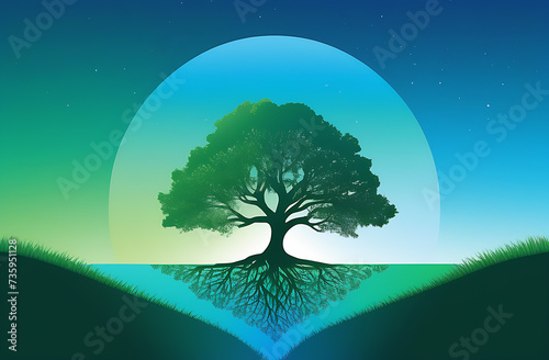 Tree with leaves shaped like health-related symbols of growth, vitality, and the importance of nurturing health. World Health Day