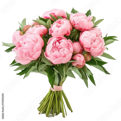 Fototapeta Naklejka Na Ścianę i Meble -  bouquet of pink peonies flowers , isolated on transparent background