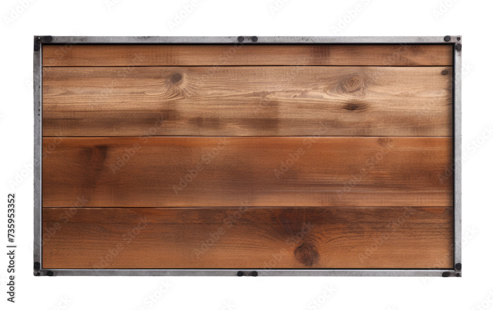 Wooden Paneled Wall With Metal Frame. This photo shows a wooden paneled wall with a metal frame, creating a striking contrast between the natural texture of the wood and the sleekness of the metal.