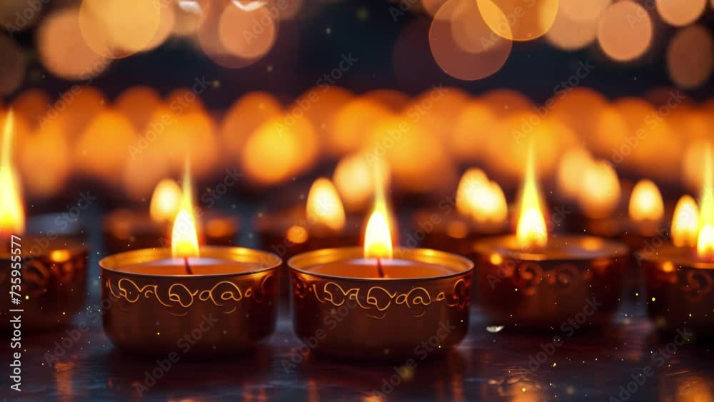 burning candles many burning candles shining in the dark room. seamless ...