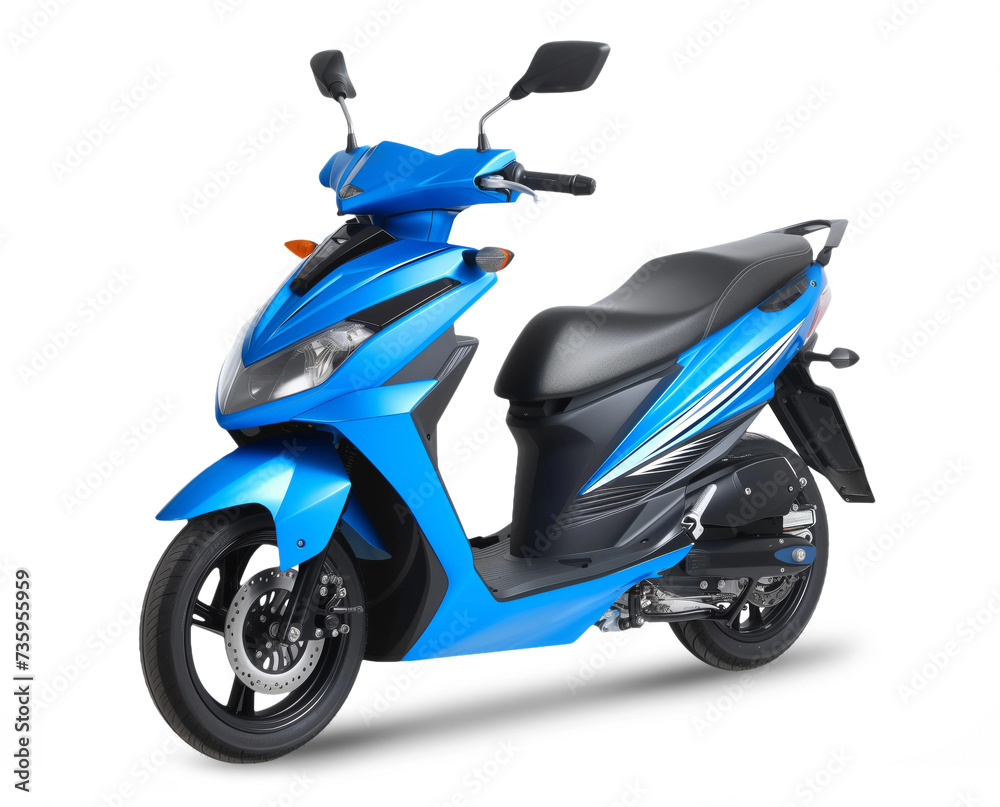 Blue scooter motorcycle isolated from white or transparent background Blue scooter motorcycle isolated from white or transparent background