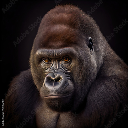 Majestic Eastern Lowland Gorilla Portrait in a Studio
