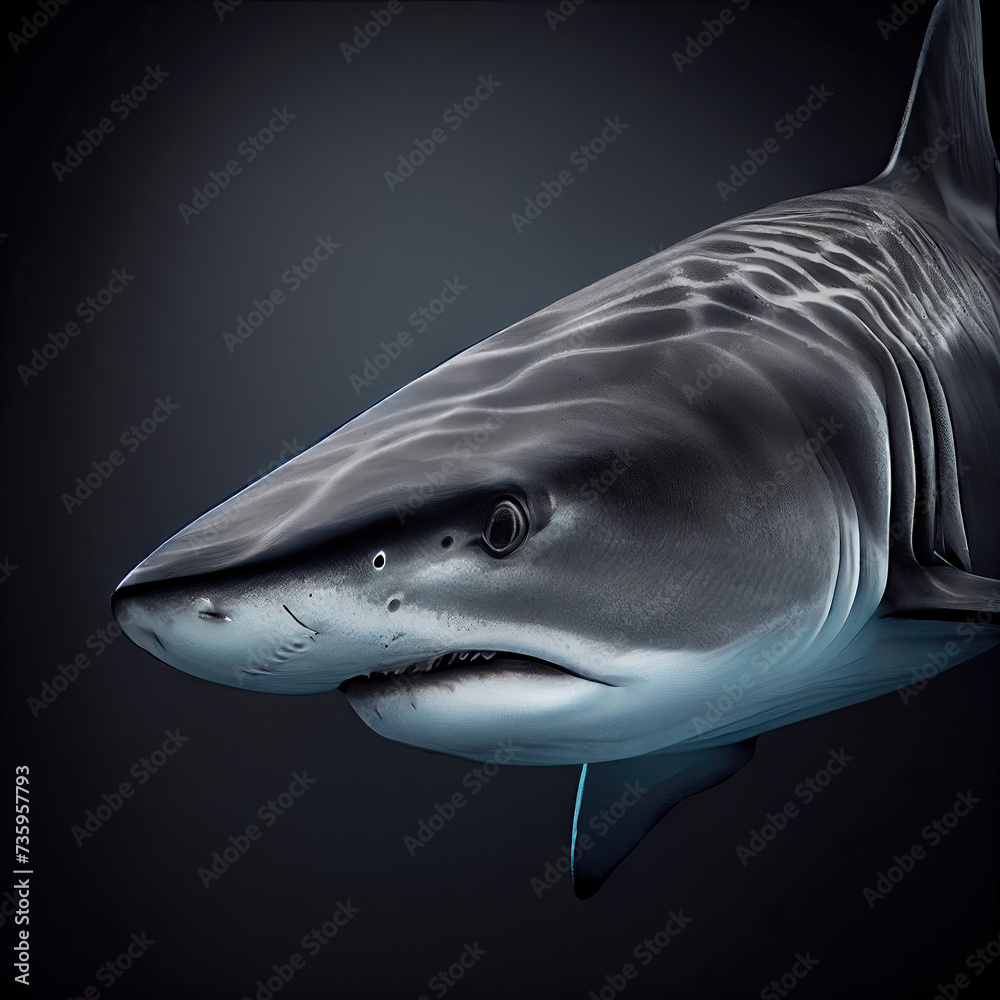 Naklejka premium Silky Shark Studio Portrait with Artistic Flair