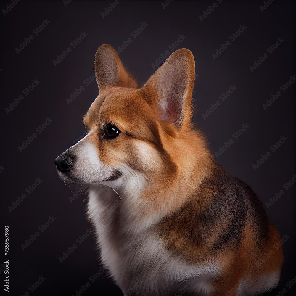 Elegant Welsh Corgi Portrait in Professional Studio Setting