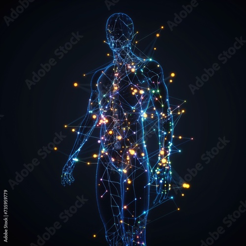Hologram of a man with acupuncture points