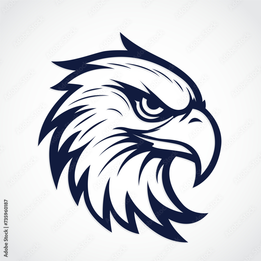 eagle head vector logo design , bird head blue drawing