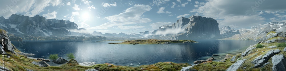 A digital Earth realm, where virtual reality landscapes offer infinite A digital Earth realm, where virtual reality landscapes offer infinite