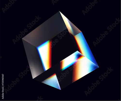 Vector glass 3d cube.