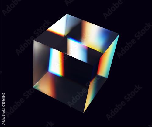 Vector glass 3d cube.