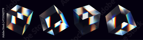Vector glass 3d cube.