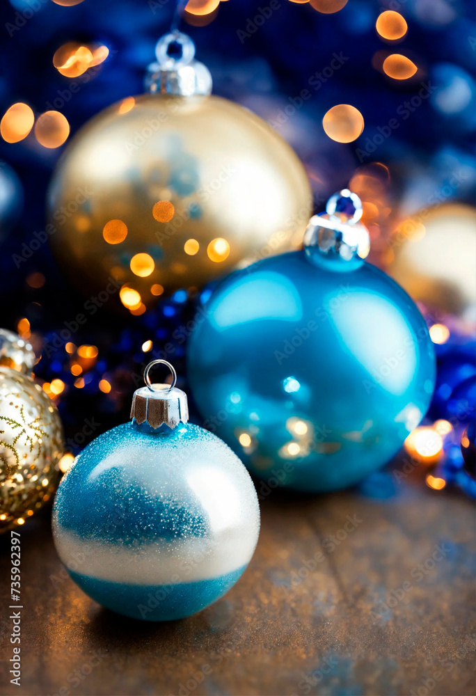 beautiful christmas shiny decor. Selective focus.