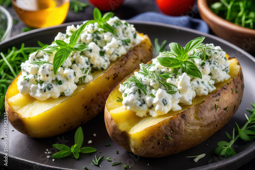 jacket potato with fresh cheese, generated by artificial intelligence