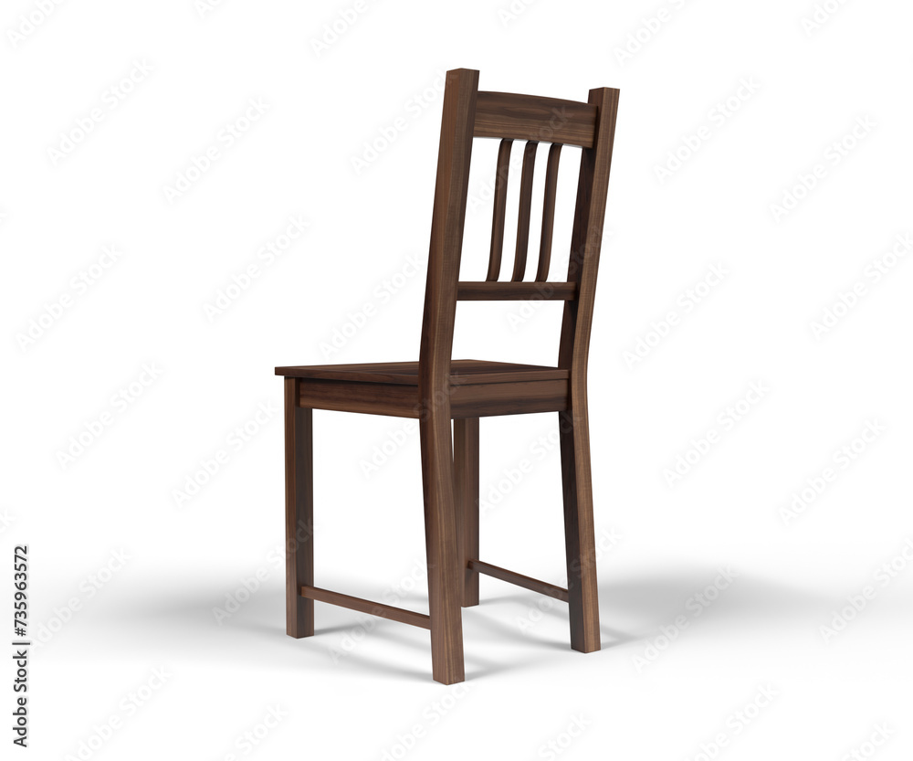 Simple wooden chair on white background, mockup, packshot Simple wooden chair on white background, mockup, packshot