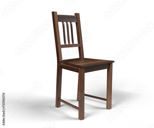 Simple wooden chair on white background  mockup  packshot