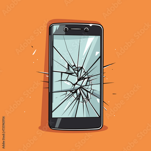 Smartphone with broken screen Cartoon vector illustration