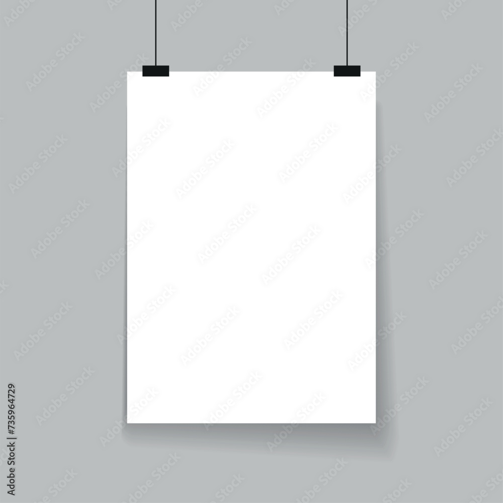 Empty poster hanging on wall template Empty poster hanging on wall template