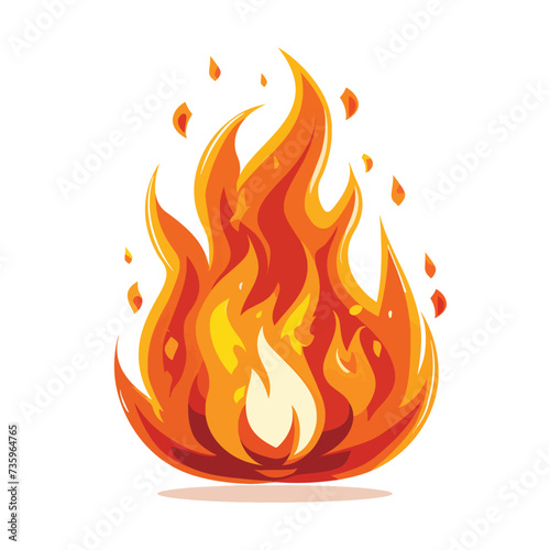 Flame illustration flat vector isolated on white.