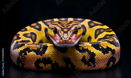 ball python. firefly morph or mutation isolated balck background