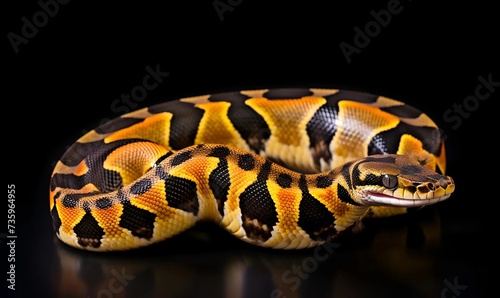 ball python. firefly morph or mutation isolated balck background
