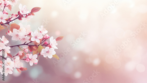Cherry blossom branch in spring. Shallow depth of field. Bokeh background. © ekim